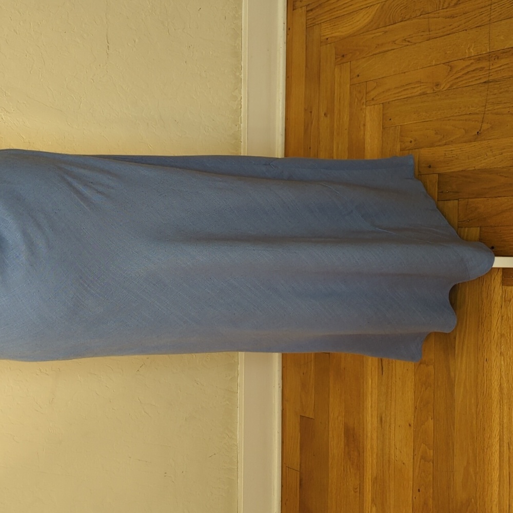 LIKE NEW ASOS DESIGN Linen Look Twist Strap Bias Maxi Dress in Denim Wash Blue 8 - Picture 11 of 15